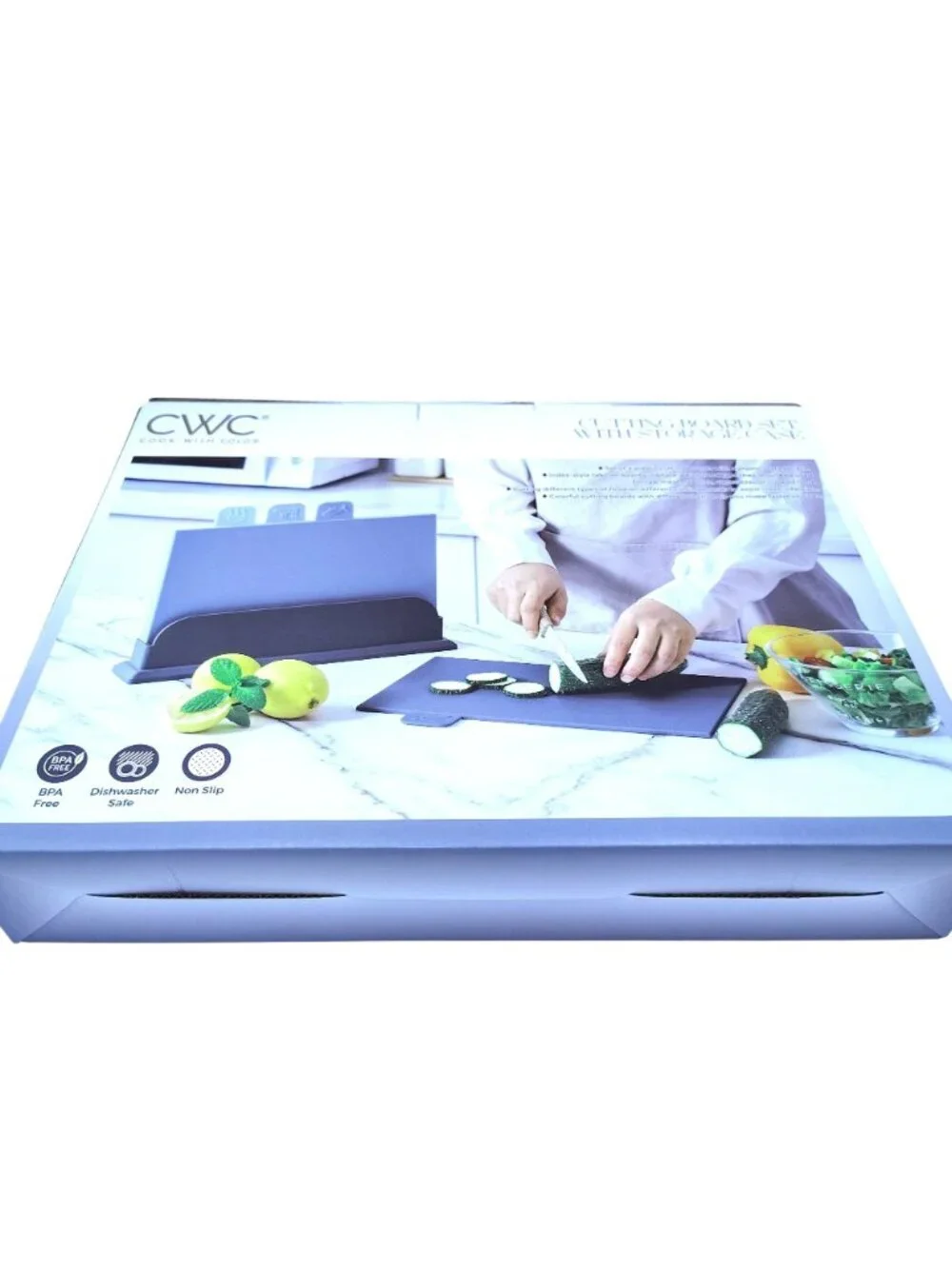 Cutting Board Set With Storage Case Cook With Color 4 Color Coded Boards Kitchen